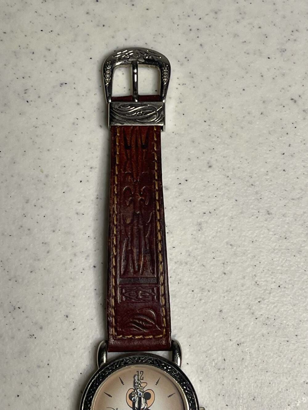 Vintage Disney Time Works Cowboy Mickey Mouse Western Watch w Leather Strap - Picture 4 of 7
